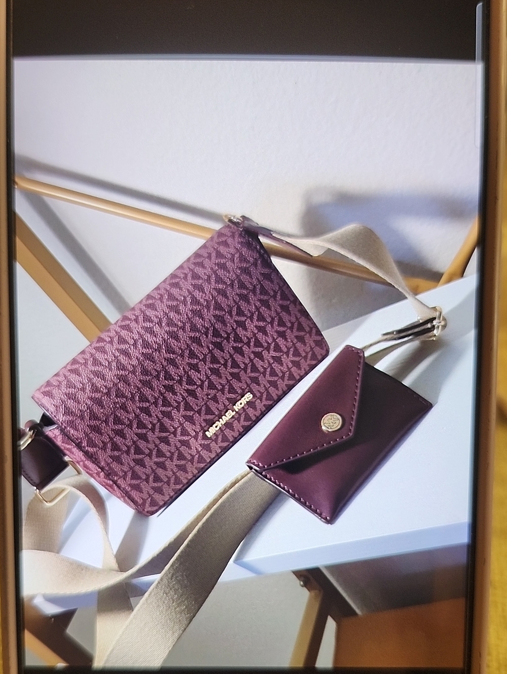 Michael Kors Plum Signature Crossbody with Matching Card Case